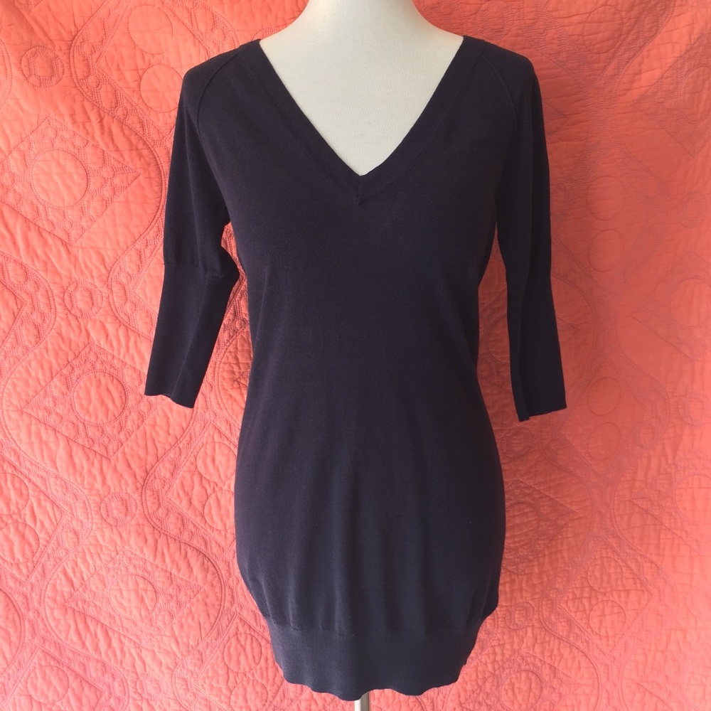 James Perse Cotton & Cashmere Navy Sweater Dress